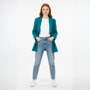 Lilli Ann Collections Vintage Teal Ultrasuede Blazer